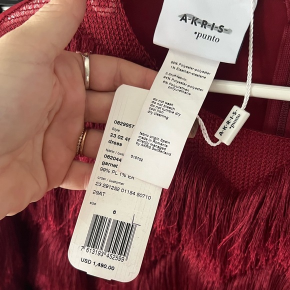 AKRIS PUNTO ZIGZAG LAYERED FRINGE SHEATH DRESS 6 - BNWT! - Picture 11 of 11